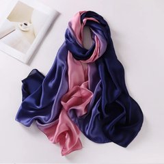 Шовковий шарф-палантин Градіент синій - рожевий