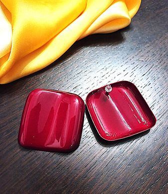 Сережки Бордовые квадраты
