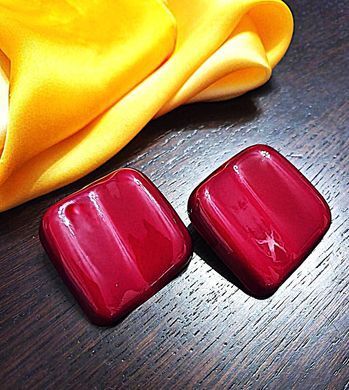 Сережки Бордовые квадраты