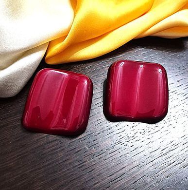 Сережки Бордовые квадраты