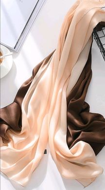 Шовковий шарф-палантин Градієнт шоколадно-кремовий