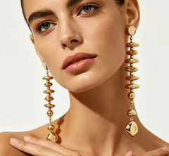 Сережки длинные золотистые