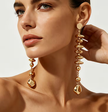 Сережки длинные золотистые