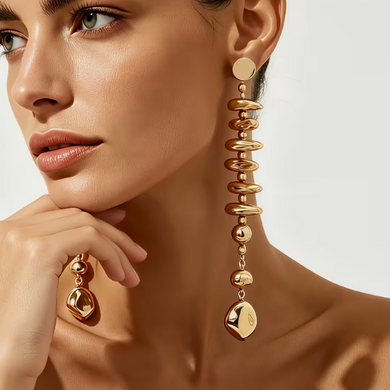 Сережки длинные золотистые
