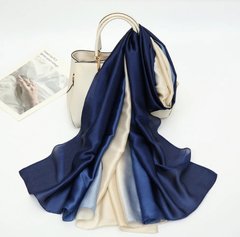 Шовковий шарф палантин Градієнт синій-кремовий