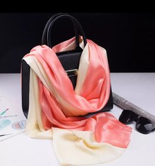 Шовковий шарф-палантин Градієнт рожево-кремовий