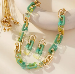 Комплект бижутерии "Зеленые цепи"