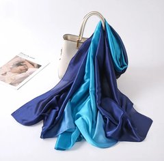 Шовковий шарф - палантин Синій-бірюзовий омбре