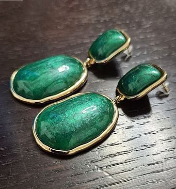 Серьги Зеленые камни